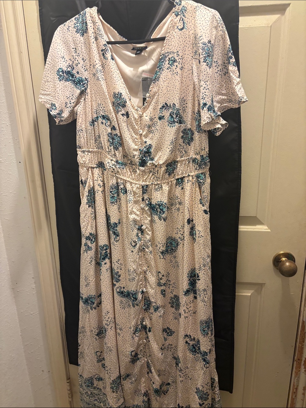 torrid Cream Maxi Dress with Blue Floral Print